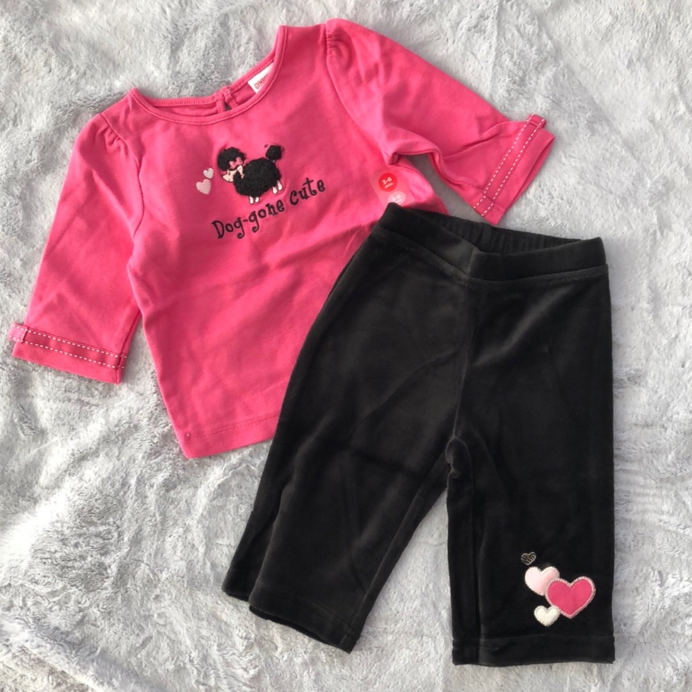NWT Gymboree 3-6 Mos Poodle Shirt Pants Outfit